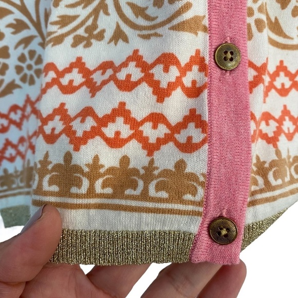 J. McLaughlin Cardigan Sweater Womens Size Small Pink Knit Gold Trim Office Work - Picture 4 of 9